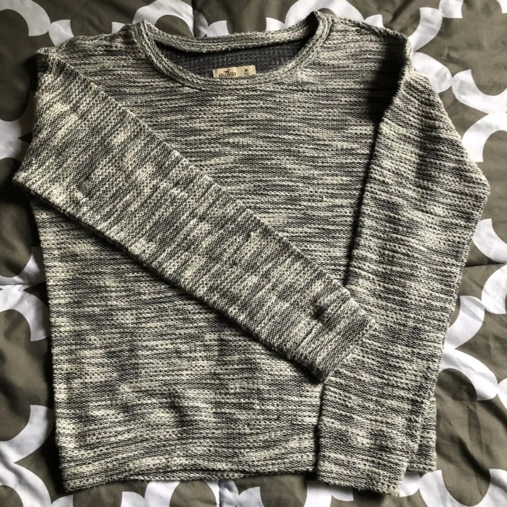 Hollister Black Silver Knit Sweater Top